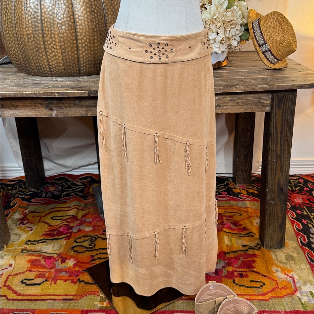 Vintage 90s Nancy Bolen Faux Suede Skirt
